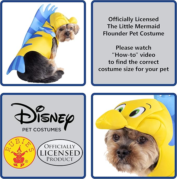 Rubies Disney Little Mermaid: Flounder Pet Costume for For Dogs or Cats, Small