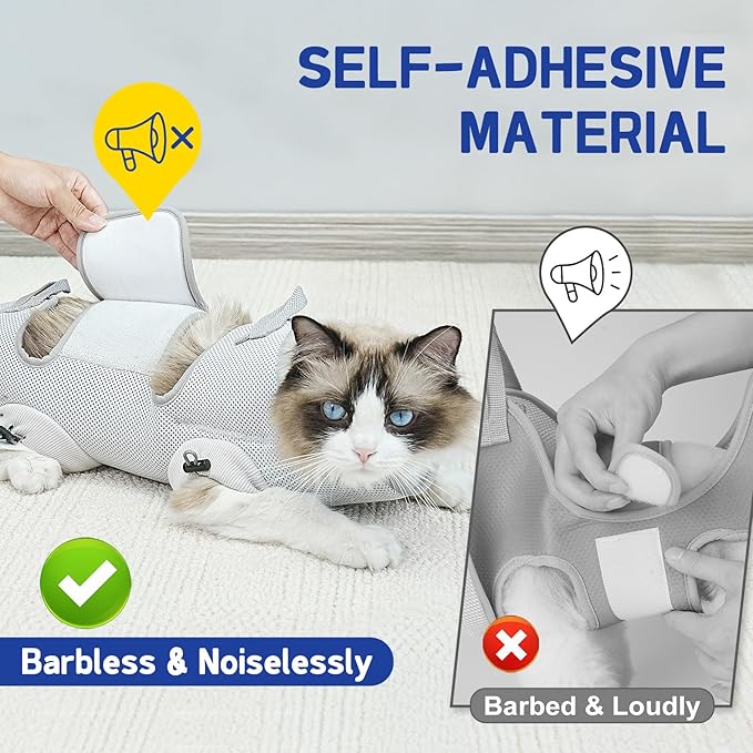 Supet Cat Grooming Hammock Harness for Nail Trimming, Cat Grooming Hanging Sling for Nail Clipping, Pet Restraint Holder for Cutting Nails, Medicine, Ear & Teeth Cleaning, Eye Care (Grey S)