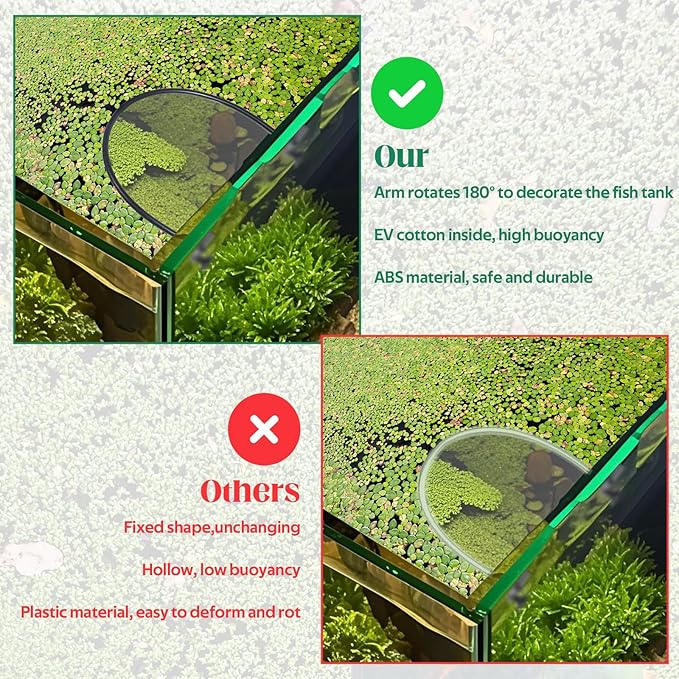 Floating Plant Corral for Aquarium, Floating Plant Fence for Aquarium Accessories, Fish Tank Plant Fence Adjustable Height with Water Level, Suitable for All Floating Plants and Aquariums