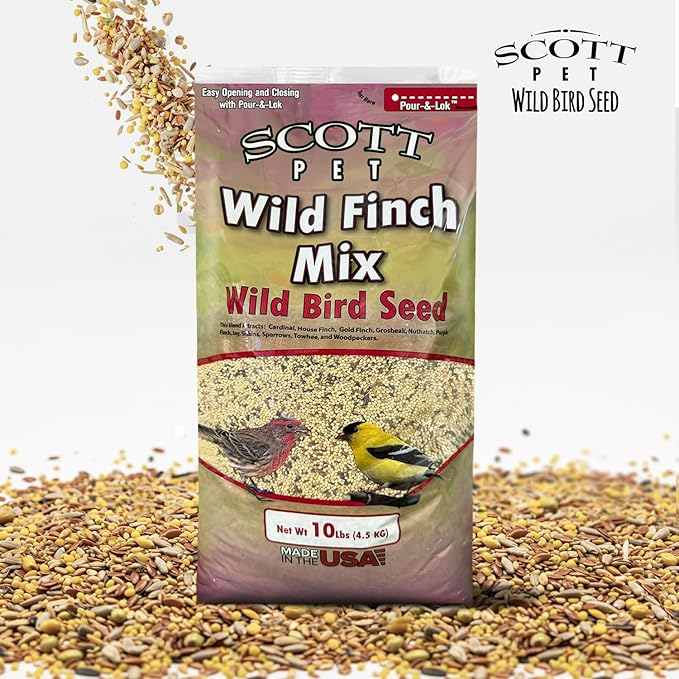 Scott Pet Wild Bird Seed, Wild Finch Mix, 10 lbs Bag, Finch Feed, Contains Nyjer Seed, Great for Tube Feeders, Food for Outside Wild Birds