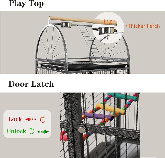 69-inch Large Bird Cages for Parrots,Large Parrot Cages for Large Birds, Flight Cage for Birds,Large Parakeet Cage with Birdcage Cover for African Grey,Quaker,Cockatiel,Green Cheek Conure