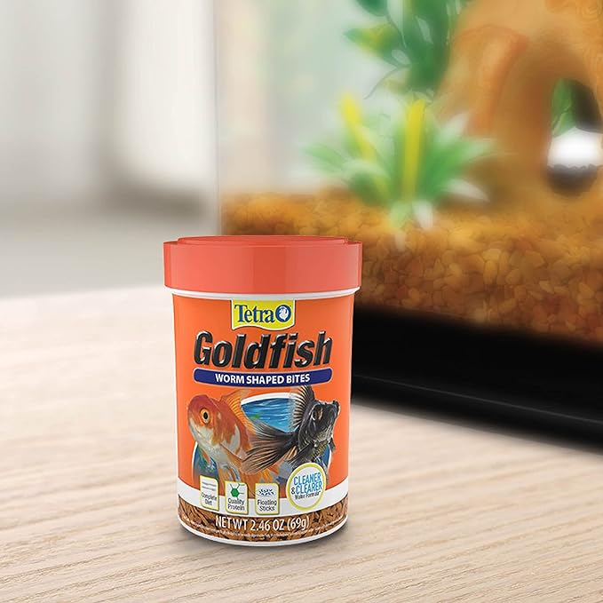 Tetra Goldfish Worm Shaped Bites Fish Food, 2.46 Oz., Complete Food for All Goldfish