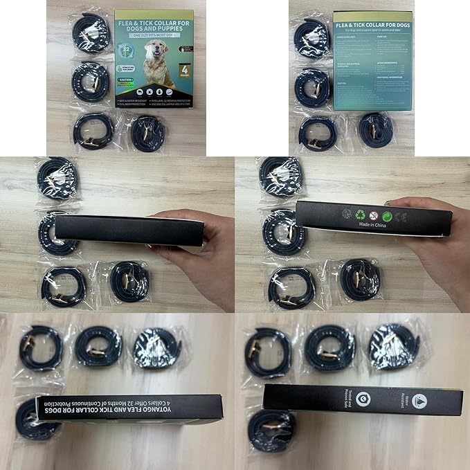 4 PCS Flea and Tick Collar for Dogs, 32 Months Protection Waterproof & Adjustable Dog Treatment Collar, Flea and Tick Prevention for Dogs & Puppies (Black)