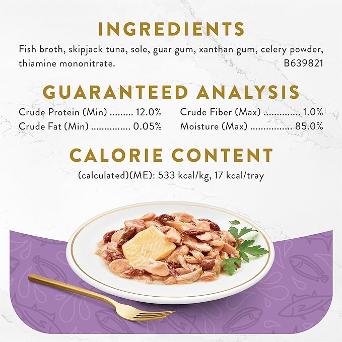 Fancy Feast Purina Appetizers Lickable Grain Free Wet Cat Food Topper Skipjack Tuna Appetizer with Sole - 1.1 oz. Trays,(Pack of 20)