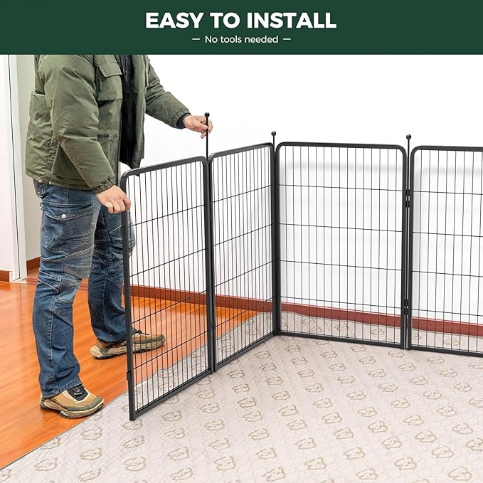 FXW Rollick Unleashed Dog Playpen for Indoor, Yard, RV Camping, 40 inch 32 Panels for Medium and Large Dogs, Black│Patented
