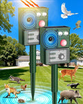 2-Packs Solar Ultrasonic Animal Repellent, Cat Repellent Outdoor, Squirrel Repellent, Deer Repellent Devices, Dog, Raccoon, Skunk, Rabbit, Rodent, Coyote, Waterproof IP 65, PIR Sensor