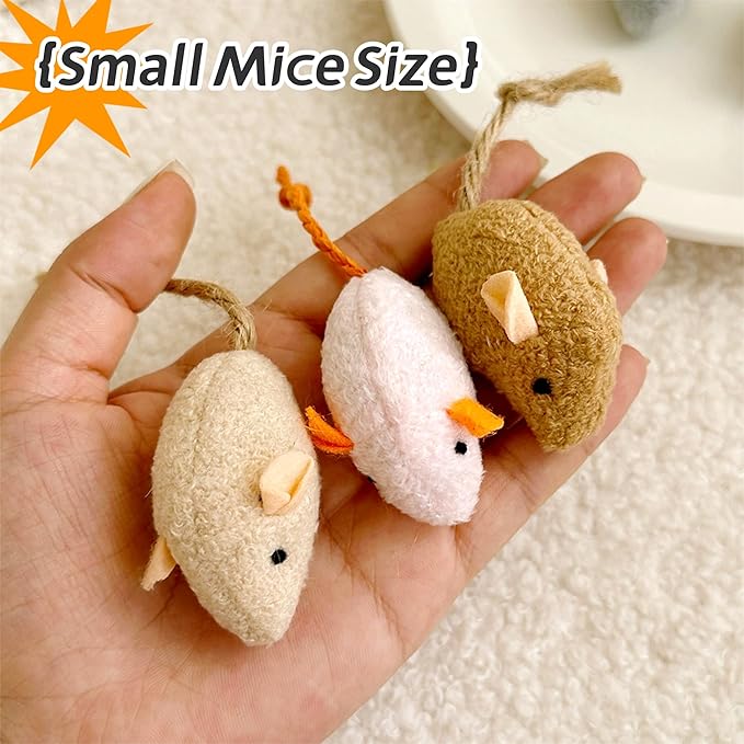 Cat Toys, 4 Pack Plush Catnip Cat Mouse Toy Interactive Cat Toy for Bored Indoor Adult Cat Play, Kitten Feline Chew Toy 5.91” Realistic Design Mini Mice Toy, 4 Assorted Colors, Value Pack
