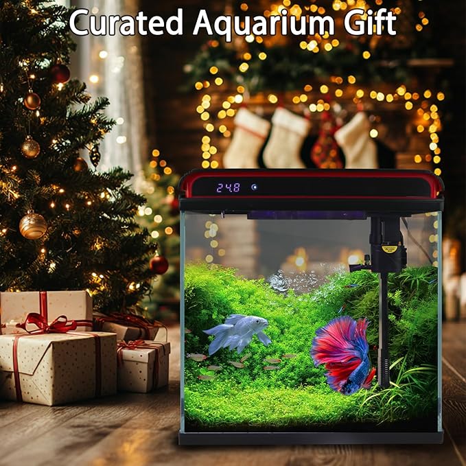 20 Gallon Fish Tank Smart Aquarium Kit, Glass Small Aquarium Starter Kits Self Cleaning with 3 Types of LED Lights and Filter Water Pump, Water Temperature Detection Ultra Quiet Gift for Kid