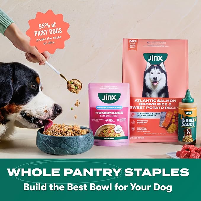Jinx Premium Dry Dog Food, for All Life-Stages - Real Salmon, Brown Rice & Sweet Potato Kibble with Superfoods for Immune Support & Probiotics for Digestive Support - No Fillers – 4lb