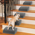 5-Piece Foam Dog Ramp for Indoor Stairs, 40D Dense Non-Slip Pet Ladder with Sticky Pads, Easy Access Solution for Steep Staircase, Small Dogs Cats, Grey