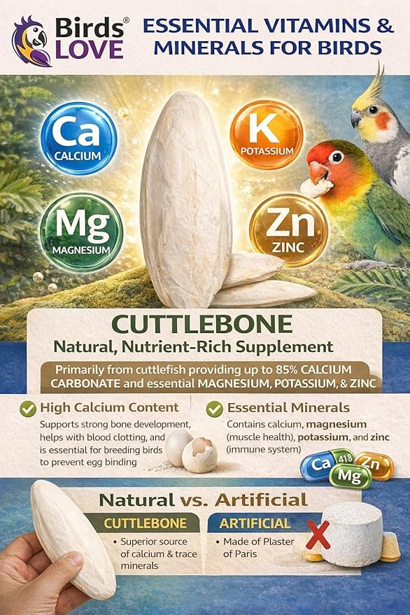 Farm to Feathers™ Bird Millet & Cuttlebone Bundle – USA Grown Millet Sprays for Parakeets, Budgies, Cockatiels, Finches & Canaries – 1 lb Tips and Tails Millet + 4” Cuttlebone (4 Pack)