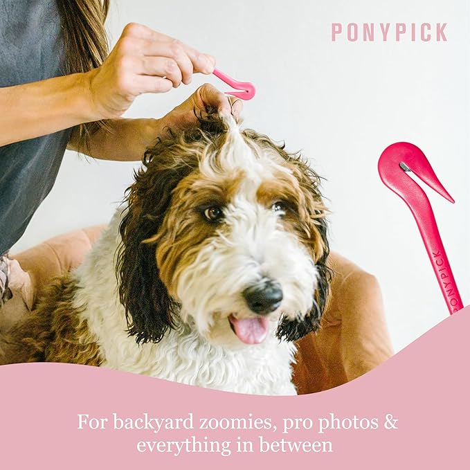 Pet Hair Elastic Rubber Band Cutter – 3 Picks and 50 Clear Elastics – Pet Grooming Tool for Easily Removing Dog Bows and Hair Accessories