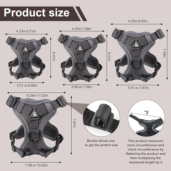 Wanheart cat Chest Harness and Leash, Anti-Escape Adjustable Soft mesh cat Leash and Chest Harness Set for All Types of Cats cat Vests (Grey, 3.3-6.6lb)