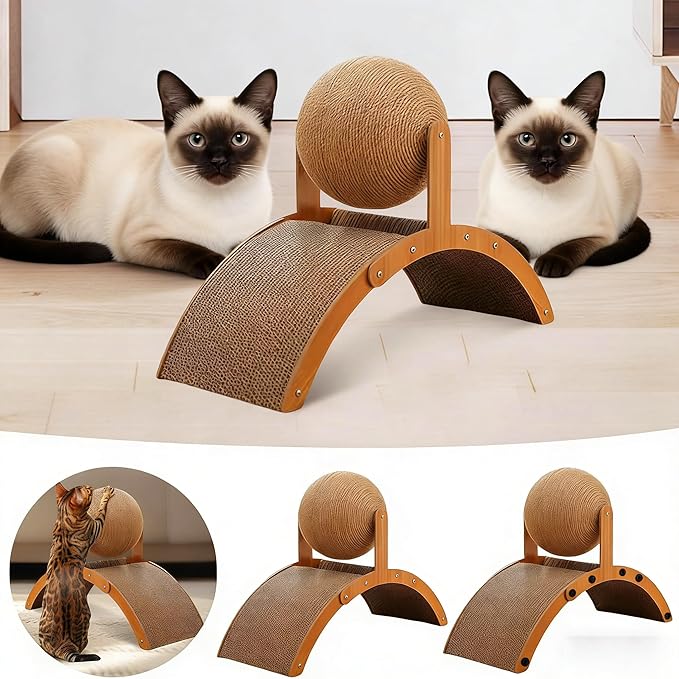 Interactive Scratch Pad for Cats,Ferris Wheel Design,Cat Scratching Post Design with Arch Bridge Balls-Stylish Cat Scratching Board for Kittens,Relieving Stress,Nail Grinding Biting Prevention