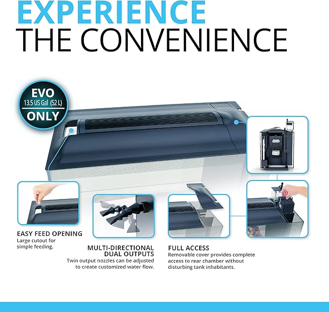 Fluval Evo XII Saltwater Aquarium Kit, 13.5 Gal. – Saltwater Fish Tank with Reef-Capable LED, Efficient 3-Stage Filtration and Seamlessly Integrated Hardware