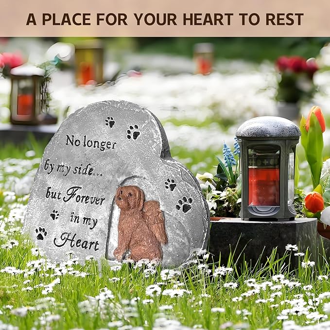 Dog Memorial Headstone, Pet Memorial Stone Sympathy Gift Outdoor Grave Marker Garden Stone Statue Dog Tombstone Comfort Gift