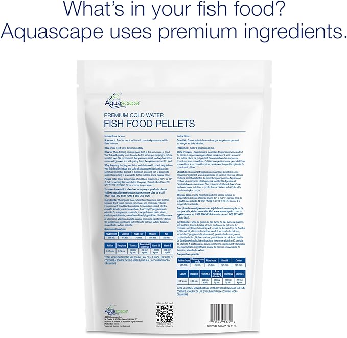 Aquascape 81004 Premium Cold Water Fish Food Pellets for Large Pond Fish, Large Pellet, 44 Pounds