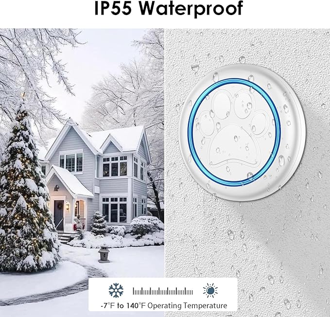 Full House Dog Doorbell for Potty Training, Wireless Pet Doggie Door Bell Training to Go Outside, Waterproof Touch Button, Over 1000 feet Range