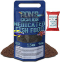 RON'S CICHLIDS Medicated Adult Blend African Cichlid Fish Food, Premium Fish Food Pellets with Protein, Veggies for Healthier, Brighter & Bigger Tropical Fish & Cleaner Tanks, Adult Blend, 8 Ounces