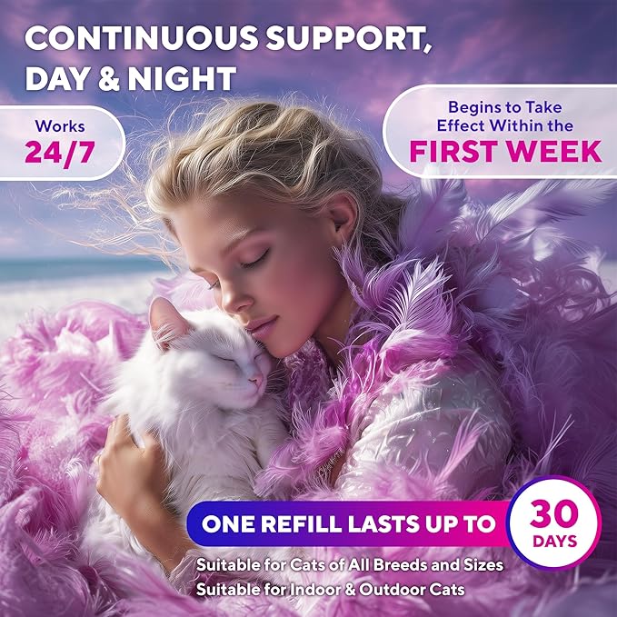 Beloved Pets Cat Calming Diffuser & Pet Anti Anxiety Products - Feline Calm Pheromones Plug in & Cats Stress Relief Comfort Helps with Pee, New Zone, Aggression