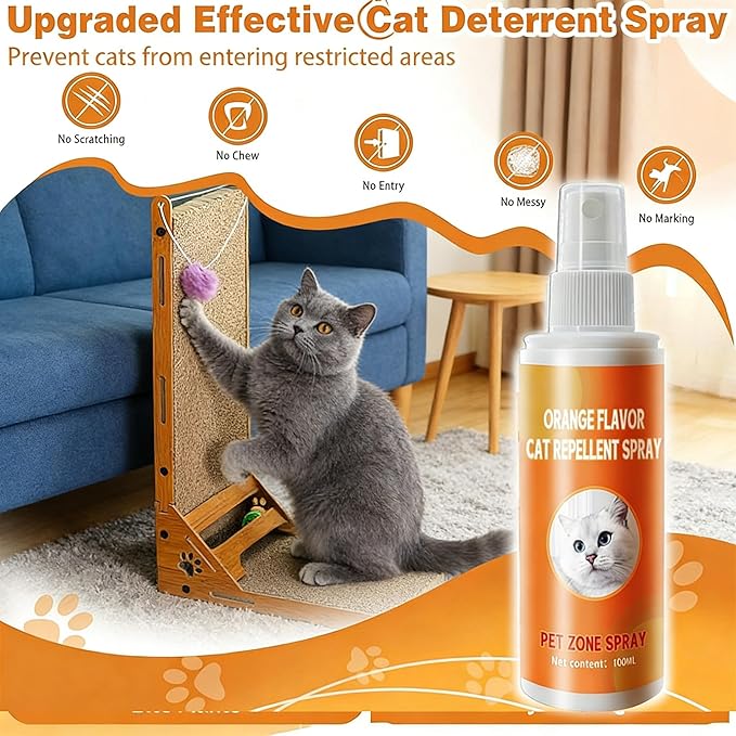 Cat Deterrent Spray Protect Furniture, Sofas, Carpets Cat Repellent Indoor and Outdoor (2pcs)