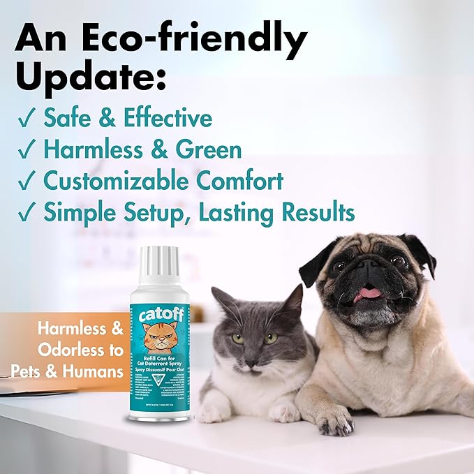 CatOFF Pack of 3 Refill Compatible with SSSCAT Indoor Cat Deterrent Spray System, Made in USA, 3.89 oz / 115 ml