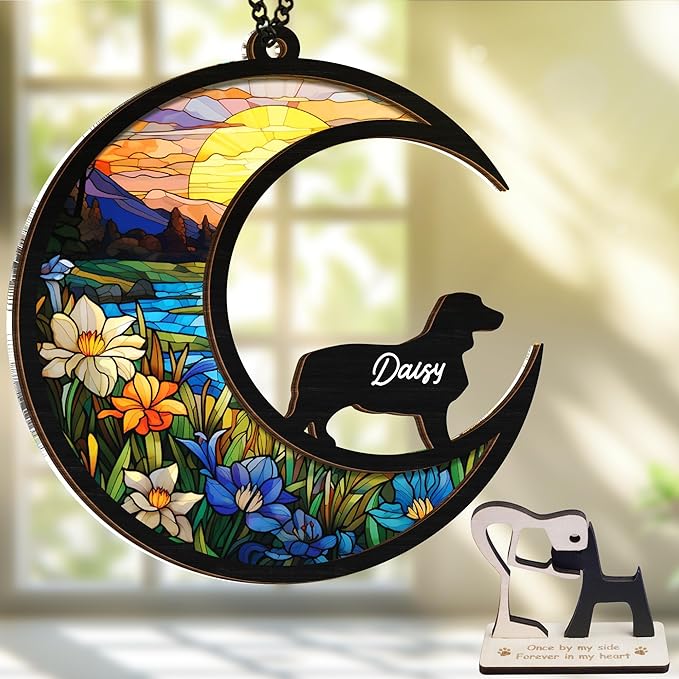 6'' English Springer Spaniel Memorial Suncatcher, Personalized Name Dog Breed, English Springer Spaniel Ornament Window Hanging, Sympathy Gift for Loss of Pet, Remembrance Gift for Dog Lovers
