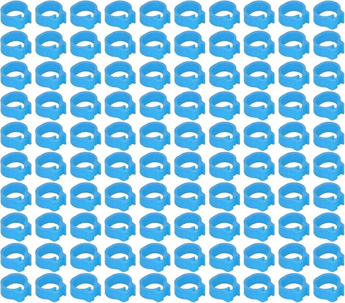 Fydun 100PCS S Leg Rings, 8mm Pigeons Identification Poultry Plastic Bird Foot Clip Pool Vacuum Hoses Bands No Words SuppliesOrange Health Supplies Band for Identify Orange (Light Blue)