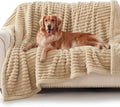 Waterproof Dog Blanket for Large Dogs, Washable Soft Puppy Cat Blanket Flannel Cotton Velour for Sofa Couch Protector, Comfort & Security Reversible Bed Protection for Pet, 50"X60", Khaki