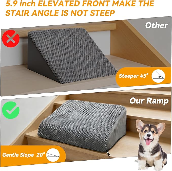3-Pack Dog Ramp for Stairs, 40D Dog Stairs for Small Dogs with Gentle Slope, Pet Steps for Staircase Stairs, Steps and Stairs Assist for Injured & Aged Pets with Self-Sticky Pads to Fix