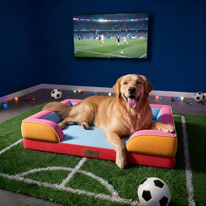Comfort Expression Orthopedic Dog Bed for Extra Large Dogs 42x30 Inch, Waterproof Egg Crate Foam XL Pet Bed with Removable Bolsters, Dog Couch with Washable Cover & Non-Slip Bottom, Miami