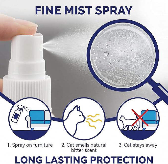 Cat Training Spray with Natural Bitter Extract - Stop Scratching Furniture & Urine Marking, Gentle Deterrent for Indoor Use, Keep Cats Off Counters, Beds, Curtains