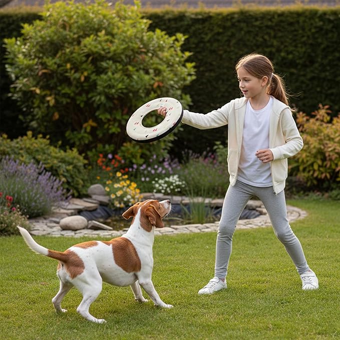 OllyDog Super Flyer Dog Frisbee Toy, 11" – Durable, Lightweight & Water-Resistant Flying Disc – Soft on Teeth & Gums – Floats on Water – Outdoor Fetch Toy for Medium & Large Dogs (Terrazzo)