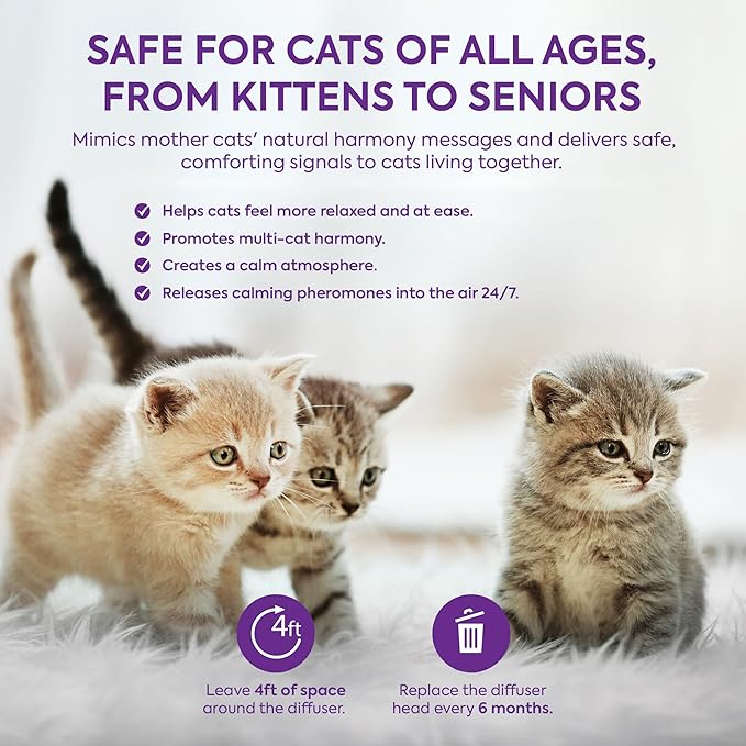 TopSum Cat Calming Pheromone Diffuser: Feline Pheromones Plug in for Stress, Along At Home, Spraying, Fighting, Scratching, Aggression & Excessive Meowing (Purple)