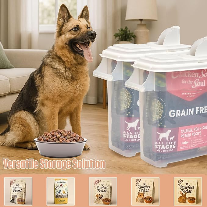 Buddeez 32 Quart Pet Food Dispenser with Lid - Airtight Storage for Dog Food, Cat Food, and Bird Seed - Easy Pour Spout for Mess Free Serving