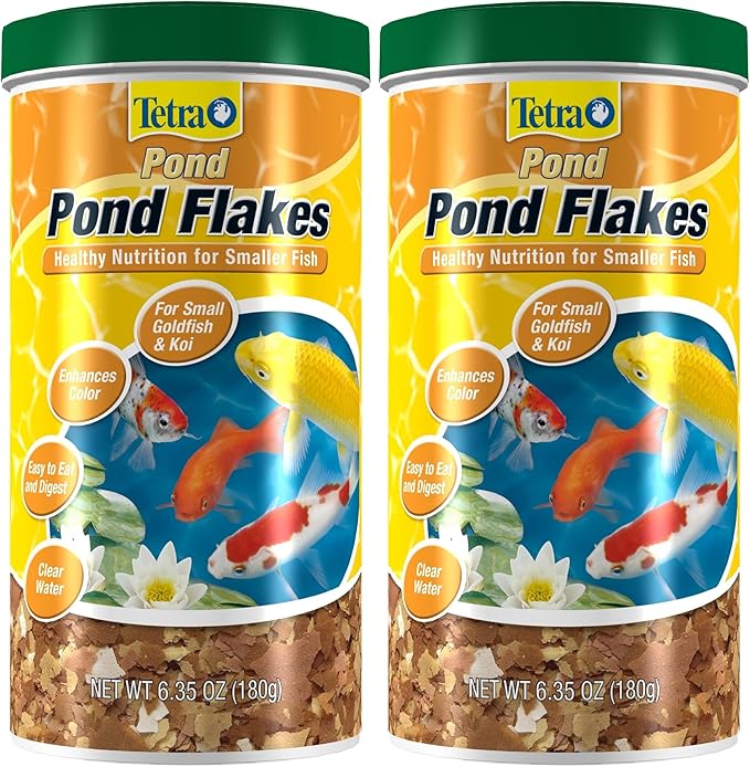 TetraPond Pond Flakes,Complete Nutrition for Smaller Pond Fish,Fish Food for Goldfish and Koi-Fish,6.35 Ounces,(Pack of 2)