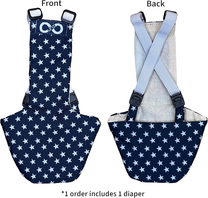 Chicken Diapers Duck Diaper Diaperalls for Hens, Roosters, Ducks, Ducklings - Reusable, Adjustable by Uni Infinity (Stars USA, Duck Small, 1, Count)
