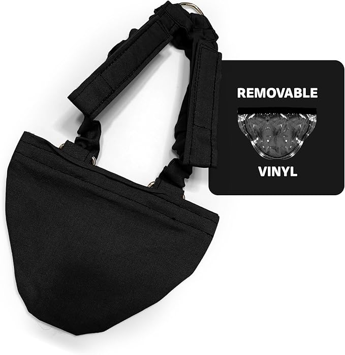 Hen Holster Bikini Diaper, Bird Diaper & Harness for Hens, Roosters, Ducks, Geese - with Removable Vinyl Liner, Adjustable Fit for Outdoor Adventures & Indoor Use - Easy to wear - S/M, Black