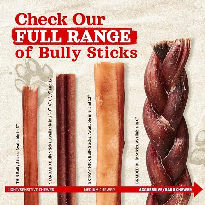 Natural Farm Odor-Free Bully Sticks (12 Inch, 12 Pack), 1.2 lbs. Per Bag, 100% Beef Pizzle Chews, Grass-Fed, Non-GMO, Fully Digestible Long Lasting Best Dental Treats to Keep Your Dogs Busy