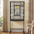 GarveeHome 54" H Large Bird Cage, Bird Cage with Rolling Storage Stands, Feed Bowls, Wide Tall Parrot Cage for Parakeets, Conures, Cockatiel, Cockatoo