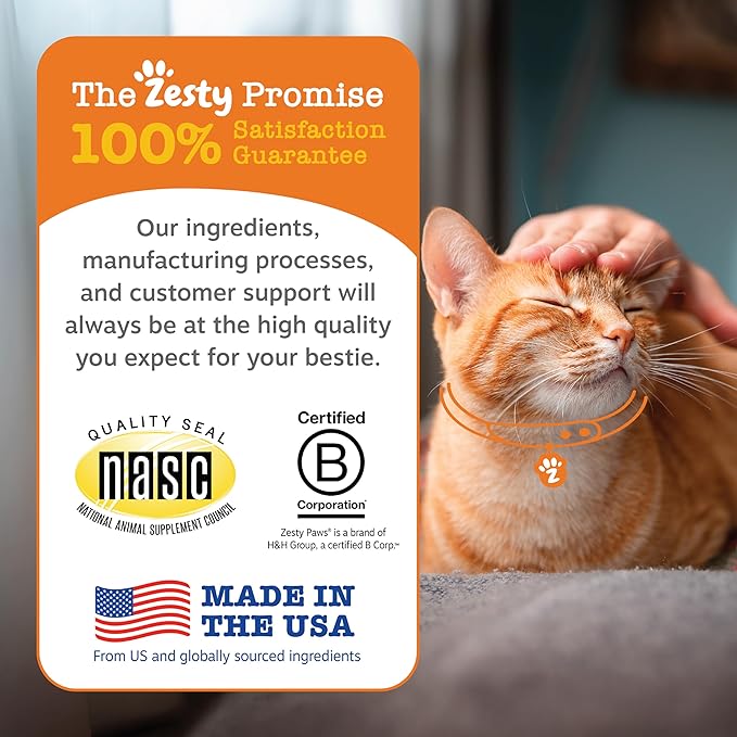 Zesty Paws Calming Chews for Cats - Composure & Relaxation for Everyday Stress & Separation - with Ashwagandha, Organic Chamomile, L-Theanine & L-Tryptophan – Bacon - 60 Count - Cat