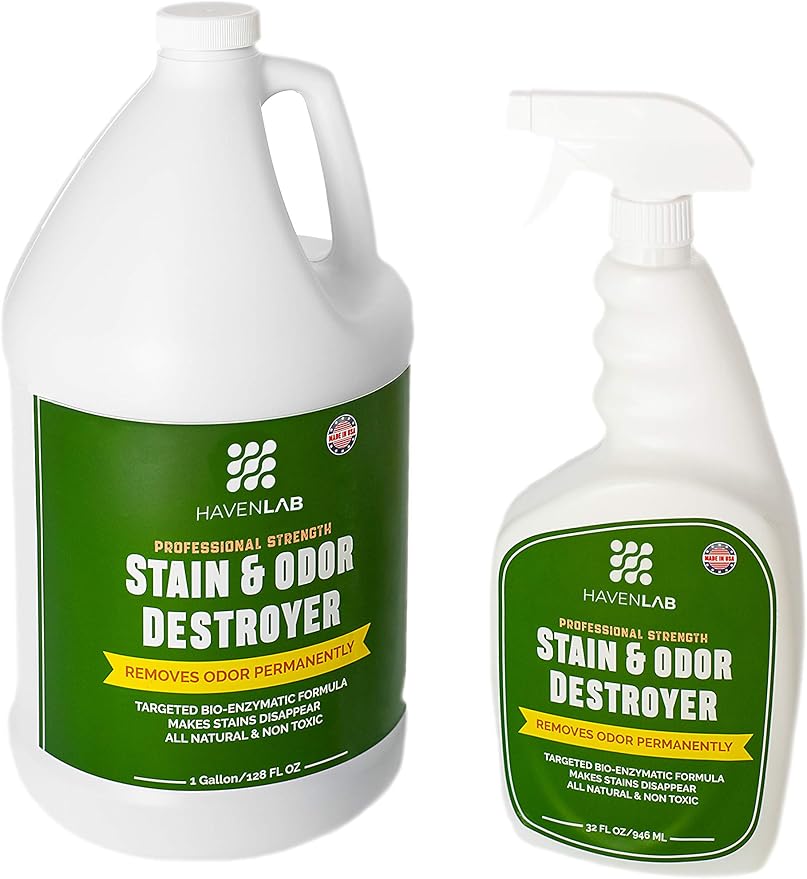 Stain & Odor Destroyer-Dog & Cat Enzymatic Pee Eliminator-Carpet, Rug, Floor, Furniture-Smell Remover for Pet Urine, Feces, Vomit and Organic Spills-Concentrated Formula-32 Oz!!