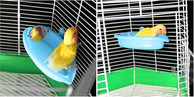 Bird Bathtub with Mirror Portable Bird Bath Bird Bathroom for Pet Parrots Bathing Tub Bath Box Bird Shower Bathtub Bird Cage Accessories (with Double Sided Mirror)
