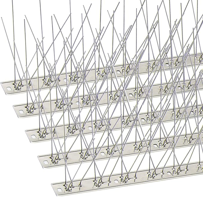 KKY Bird Spikes Stainless Steel Base, Metal Bird Repellent Nail Fence kit, can be Used to Stop Pigeons and Other Small Birds, Covering 21.6 feet 20 Packs