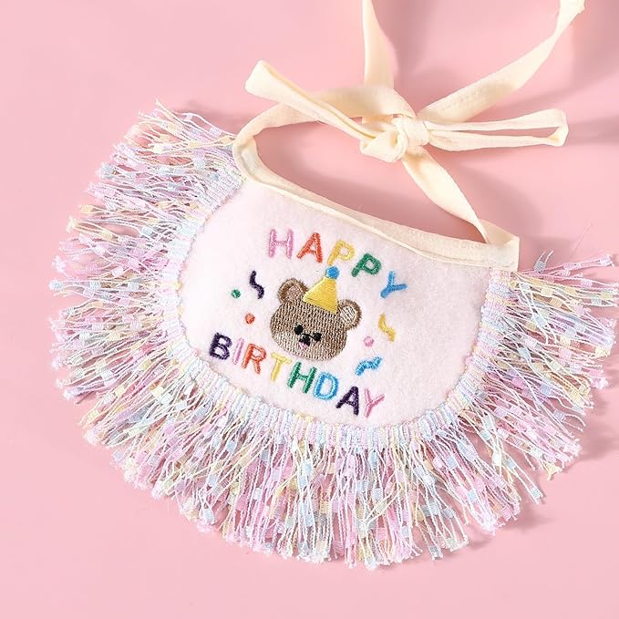 Dog Princess Costumes Puppy Birthday Bandana Scarf and Party Hat Cute Lace Dog Bib Scarf and Birthday Hat Doggy Birthday Party Decorations Set