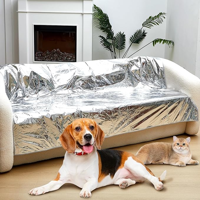 Kigley 1 Pcs Pet Deterrent Mat to Keep Dogs Off Couch, Non-Electric Cat & Dog Deterrent Mat Pain Free Couch Covers to Keep Pets Off Furniture Bed Indoor (72" × 56.3",Khaki)