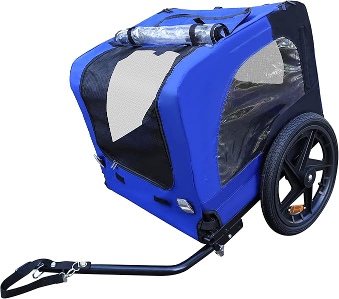 HomVent Dog Bike Trailer - Folding Pet Carrier Wagon with 16 Inch Wheels for Small and Large Dogs