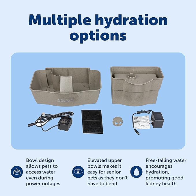 PetSafe Drinkwell Multi-Tier Pet Fountain - Encourages Hydration for Cats & Dogs - Large-Capacity Waterer - Double Tier - Filtered Fountain with Carbon Filter - 100 oz Water Capacity
