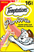 Temptations Creamy Puree Squeezable Lickable Cat Treats, Wet Cat Treats with Salmon and Chicken Variety Pack, 0.42 oz. Tubes, 16 Count