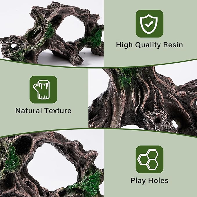 5pcs Driftwood Cave Aquarium Decor, Fish Tank Decorations Silk Aquarium Plants for Betta Fish Tank acccessories (Driftwood)
